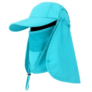 Cristgee 자외선 차단 접이식 선캡, 트레킹 등산 낚시 모자, 얼굴 목 보호 UPF 50+ 보호 캡 야외 스포츠 모자 Blue